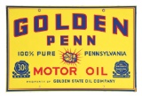 GOLDEN PENN MOTOR OIL MASONITE SERVICE STATION SIGN.