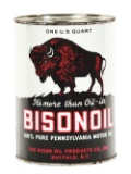 BISONOIL MOTOR OIL ONE QUART CAN W/ BISON GRAPHIC.