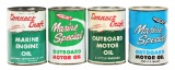 LOT OF 4: CORRECT CRAFT & MARINE SPECIAL OUTBOARD & MARINE MOTOR OIL ONE QUART CANS.