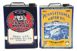 LOT OF 2: PENN CITY & SUPERIOR PENN MOTOR OIL TWO GALLON OIL CANS.