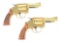 (C) CONSECUTIVE PAIR OF GOLD PLATED AND ENGRAVED SMITH & WESSON MODEL 36 CHIEF'S SPECIAL DOUBLE ACTI