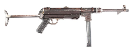 (N) HIGHLY DESIRABLE ORIGINAL MATCHING WWII GERMAN MP-40 MACHINE GUN (CURIO & RELIC).