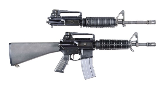 (N) INCREDIBLE HIGH CONDITION AS NEW IN BOX COLT M16A1 MACHINE GUN WITH THREE DESIRABLE UPPER ASSEMB