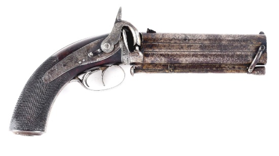 (A) SHOCKINGLY RARE SWINBURN & SON OVER/UNDER PISTOL MADE FOR JOHN JACOBS, OF JACOB'S RIFLE FAME, ON