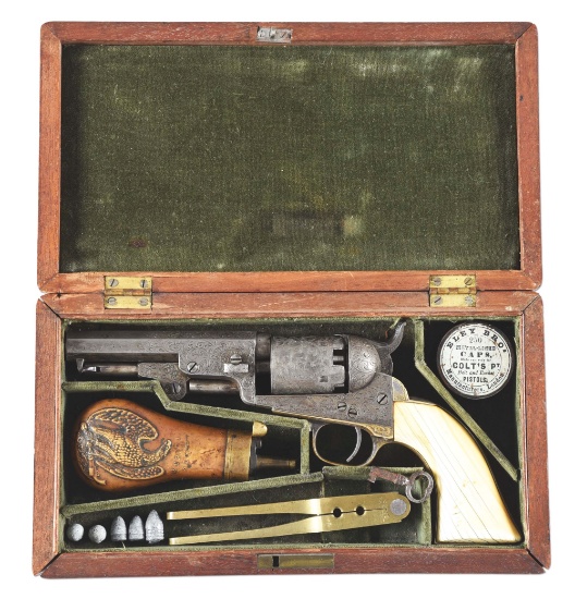 (A) CASED & ENGRAVED COLT MODEL 1849 SINGLE ACTION PERCUSSION REVOLVER.