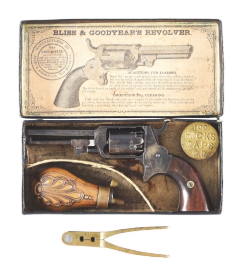 (A) RARE, BOXED MODEL, BLISS & GOODYEAR PERCUSSION POCKET REVOLVER.