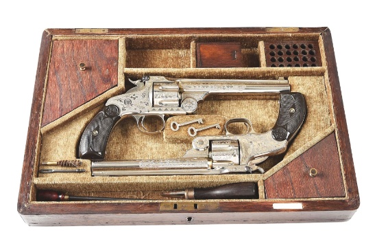 (A) CASED PAIR OF SMITH & WESSON NO. 3 SINGLE ACTION REVOLVERS.