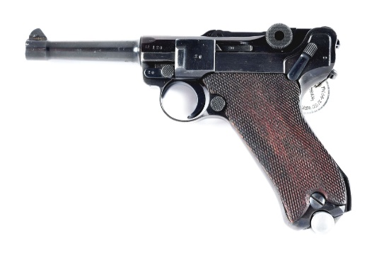(C) MAUSER BYF CODE 1940 LUGER SEMI AUTOMATIC PISTOL.