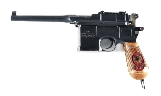 (C) MAUSER C96 "RED 9" SEMI-AUTOMATIC PISTOL WITH HOLSTER & INSCRIPTION.