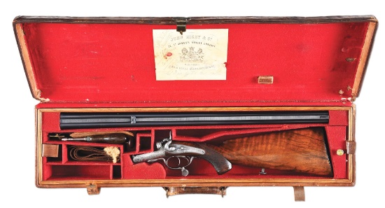 (A) JOHN RIGBY & CO. DOUBLE BARREL ROTARY UNDERLEVER HAMMER RIFLE WITH CASE.