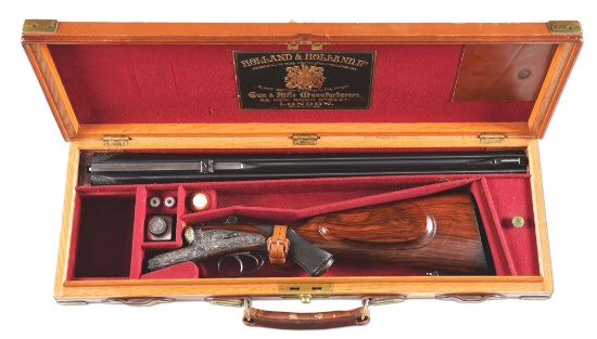 C) STUNNING GOLDEN AGE HOLLAND AND HOLLAND CUSTOM NO 2 HAMMERLESS EJECTOR DOUBLE RIFLE IN.375 H&H FL