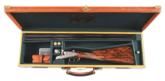 (M) CASED D. H. SINNERTON BEST GRADE SIDE BY SIDE 20 BORE SHOTGUN.