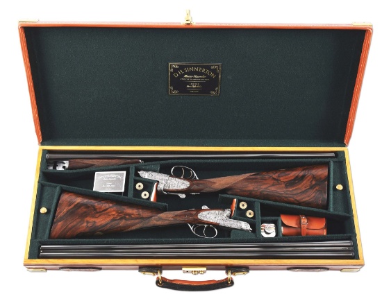 (M) CASED PAIR OF D. H. SINNERTON BEST GRADE SIDE BY SIDE SHOTGUNS.