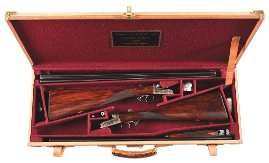 (C) NICE MATCHED PAIR OF HOLLAND & HOLLAND NORTHWOOD .410 BORE SIDE BY SIDE SHOTGUNS IN CASE.