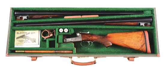 (C) CASED PARKER BROS. DHE GRADE FACTORY TWO BARREL SET.