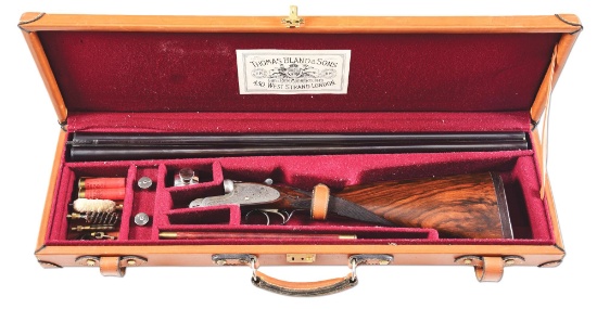(C) CASED THOMAS BLAND & SONS SIDE 16 BORE SIDE BY SIDE SHOTGUN.