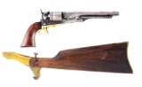 (A) COLT MODEL 1860 ARMY SINGLE ACTION REVOLVER WITH REPRODUCTION SHOULDER STOCK.