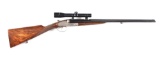 (C) LOVELY JULES BURY SIDELOCK DOUBLE RIFLE IN 9X57 WITH KAHLES SCOPE ON CLAW MOUNT BASES.