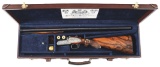 (M) WATSON BROS OVER/UNDER 12 GAUGE SHOTGUN ENGRAVED BY KEN HUNT, WITH CASE.