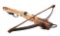 AN ATTRACTIVE STAGHORN INLAID GERMAN CROSSBOW, WITH PATTERNS OF FRUITS AND FLORALS WITH INTERWEAVING
