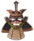 69 KEN KABUTO WITH MENPO, DELICATE FUKIGAESHI, THREE LAME SHIKORO, AND MENPO.