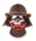 32 PLATE JAPANESE KABUTO SAMURAI HELMET WITH GILT RIDGES AND MENPO.