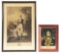 FRAMED PRINT OF GENERAL WILLIAM HENRY HARRISON AND OF A YOUNG GEORGE WASHINGTON.