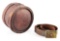 LOT OF 2: CIVIL WAR BELT AND REVOLUTIONARY WAR ERA CANTEEN.