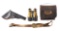 LOT OF 4: CIVIL WAR ERA BINOCULARS, CARTRIDGE BOX, HOLSTER AND CROSS BELT.