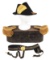 WWI ERA CASED NAVY FOR-AND-AFT HAT WITH COMMANDER EPAULETS AND BELT.