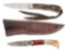 LOT OF 2: CUSTOM FIXED BLADE DAMASCUS KNIVES.