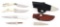 LOT OF 4: CUSTOM FIXED BLADE KNIVES.