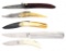 LOT OF 5: CUSTOM MADE SINGLE BLADE FOLDING KNIVES.