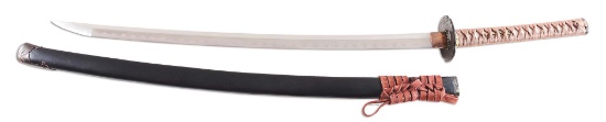 A SHINSHINTO KATANA WITH WONDERFUL TEMPER LINE AND MOUNTS DECORATED WITH DRAGONFLIES.