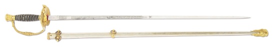 NICELY ETCHED INDIAN WAR 1860 STAFF AND FIELD BY A & A SCHNITZLER