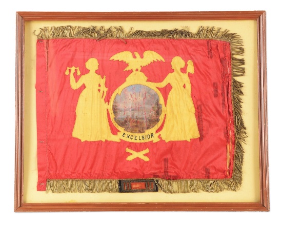 NEW YORK ARTILLERY BATTERY FLAG WITH ARTILLERY CAPTAIN'S SHOULDER STRAP.