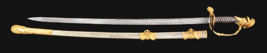 TIFFANY PRESENTATION SWORD AND CORPS BADGE OF CAPT. H.B. MASTERS