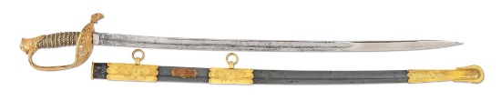 CASED CIVIL WAR PRESENTATION SWORD OF COL. E. S. SANFORD OF THE US MILITARY TELEGRAPH.