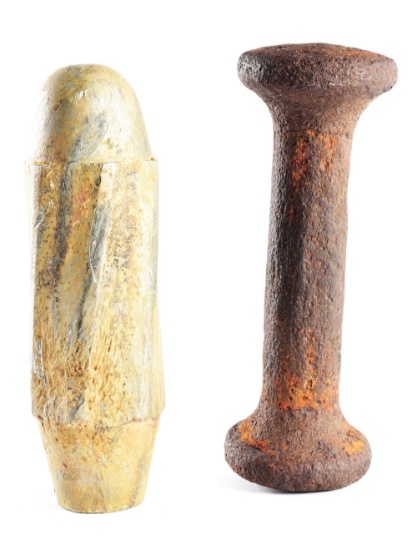 LOT OF 2: IRON BAR SHOT AND ALUMINUM WHITWORTH PROJECTILE.