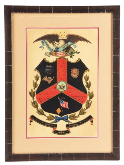 CIVIL WAR ESCUTCHEON FROM A U.S. MARINE ON BOARD U.S.S. CONGRESS FIGHTING THE MERRIMAC!