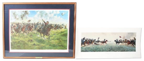 LOT OF 2: MILITARY PRINTS OF CUSTER AT GETTYSBURG BY DON TROIANI AND MORT KUNTSLER