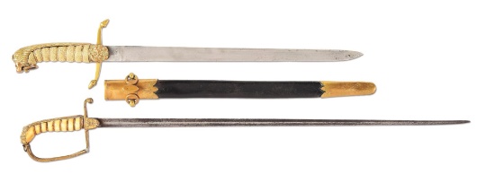 LOT OF 2: BRITISH NAVAL SWORDS.