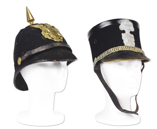 LOT OF TWO: MODEL 1881 US SPIKE HELMET AND SOUTH CAROLINA CITADEL SHAKO
