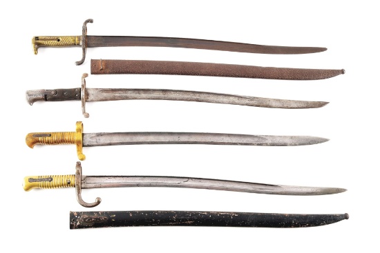 LOT OF 4 SWORD BAYONETS.