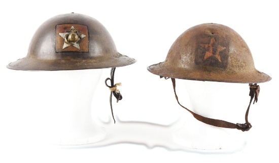 LOT OF 2: WWI U.S.M.C. 2ND DIVISION 5TH MARINES HELMETS