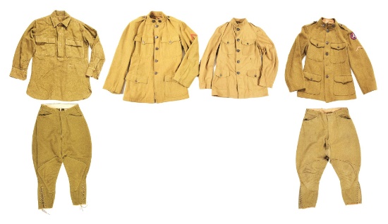LOT OF 6: US WWI SERVICE COATS, SHIRT, AND TROUSERS