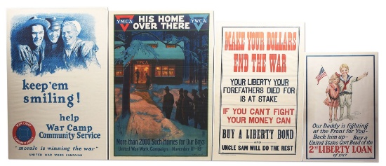 LOT OF 4: US WWI LIBERTY BOND POSTERS