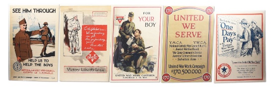 LOT OF 5: US WWI LIBERTY BOND POSTERS