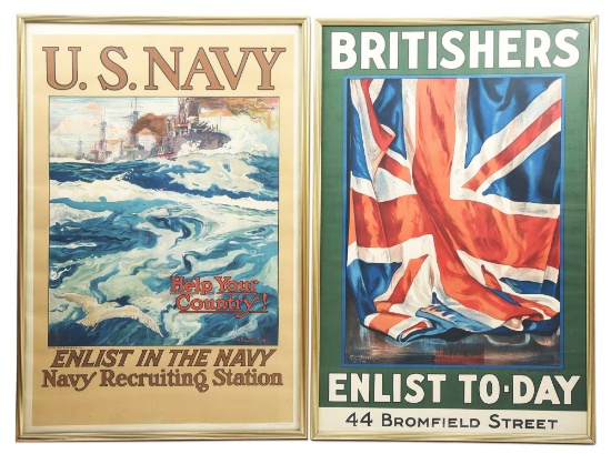 LOT OF 2: US AND BRITISH WWI ENLISTMENT POSTERS