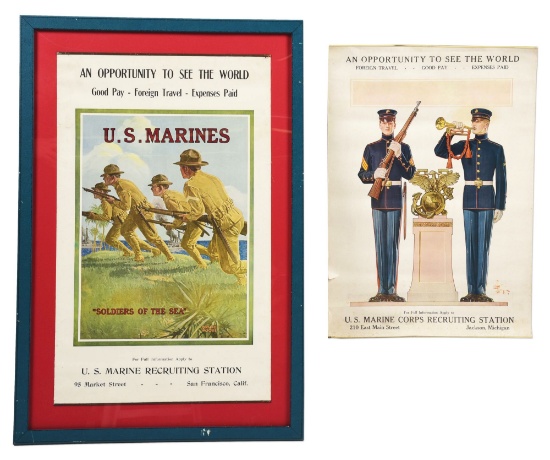 LOT OF 2 WWI USMC RECRUITMENT POSTERS.